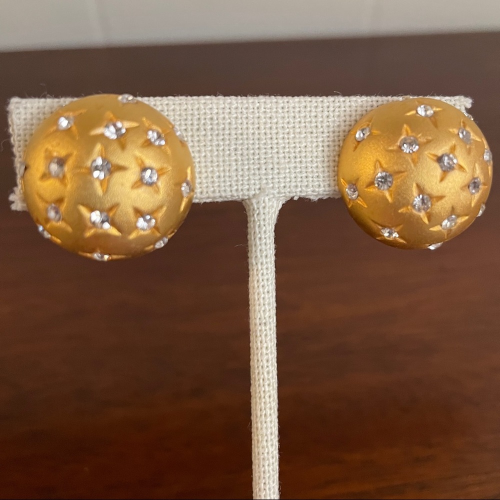 Statement earrings. Gold tone with crystals. Vintage. Never worn.